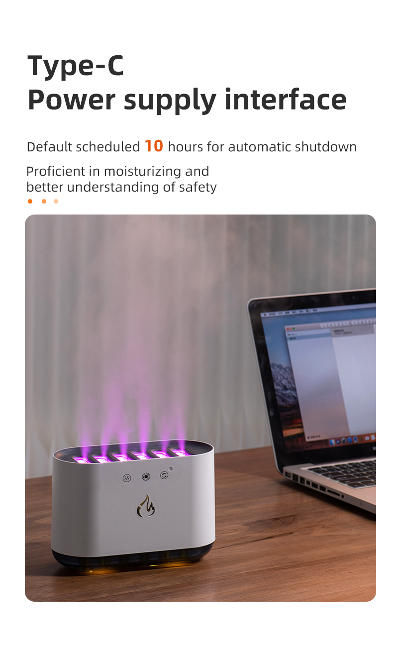 NEW Music Dynamic 7 Colorful Lighting Large Fashion Fog Cool Misting Personal Machine Smart Flame Humidifier