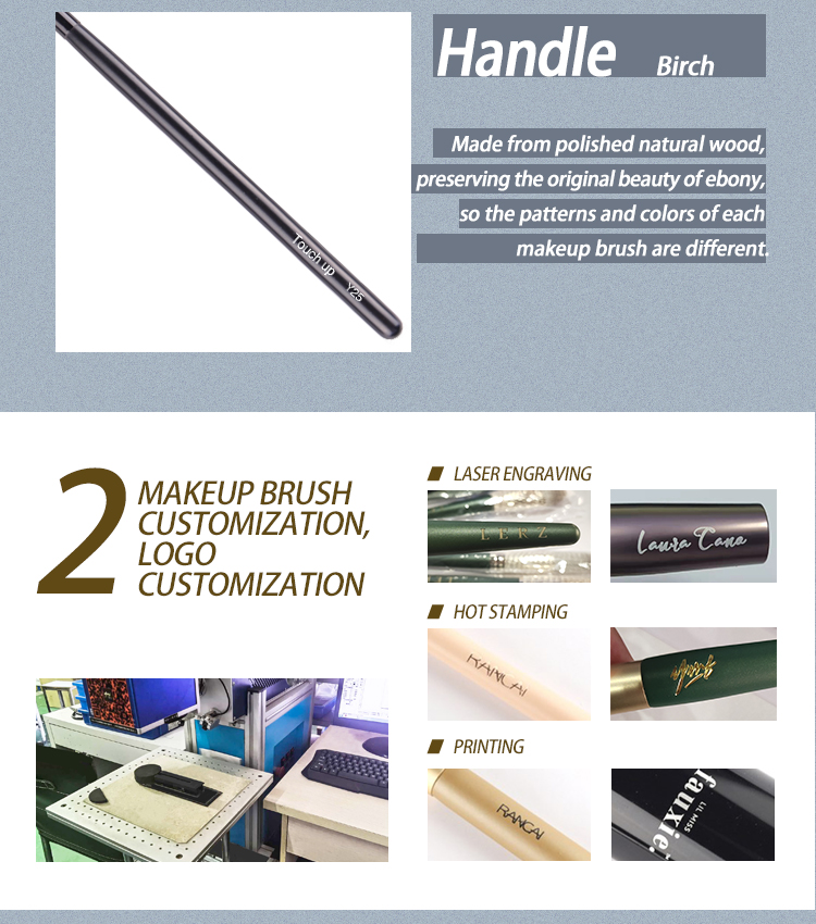 Classic white-and-brown nylon hair eyeshadow brush, OEM/ODM Services Available-Product Code: Y25
