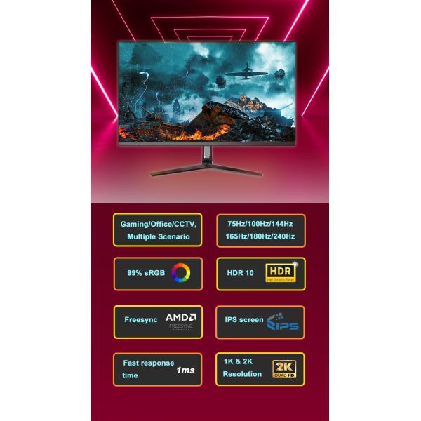 24 Inch Led Desktop Monitor Bezel Less 1K FHD Resolution Nano IPS Panel PC Monitor