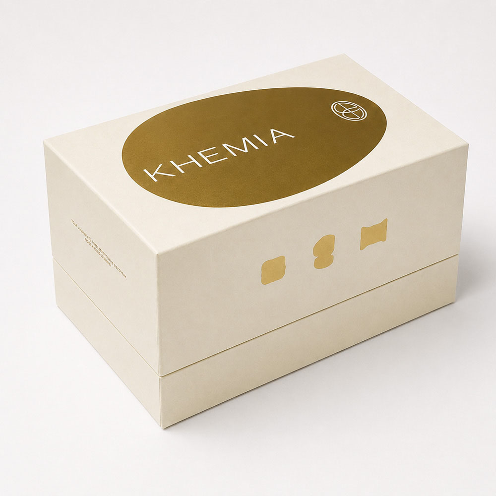 Gold Foil Specialty Paper Skincare Gift Box with Custom Paper Insert