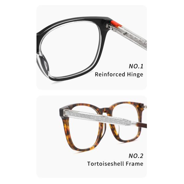 Vintage Metal Core Acetate Frame Glasses Unisex Clear Len Optical Eyewear