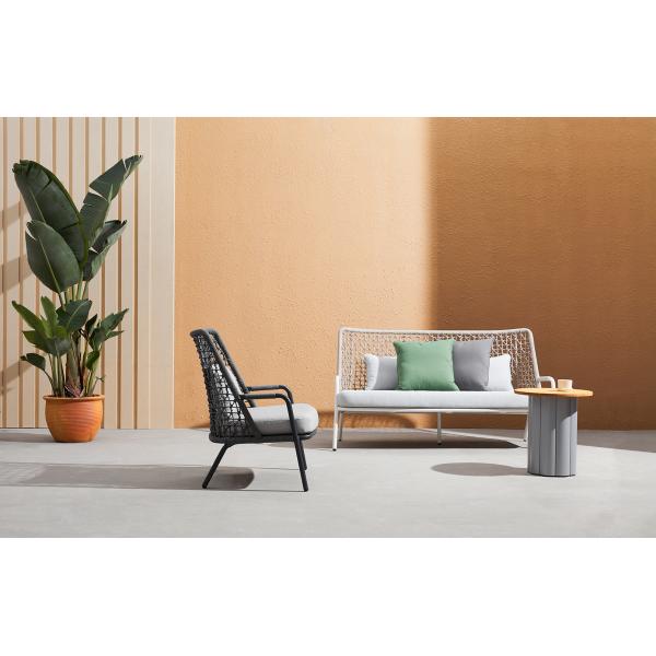 Modern Style Patio Rope Sofa Outdoor Furniture Hotel 2 Seater Aluminium Outdoor Sofa for Courtyard