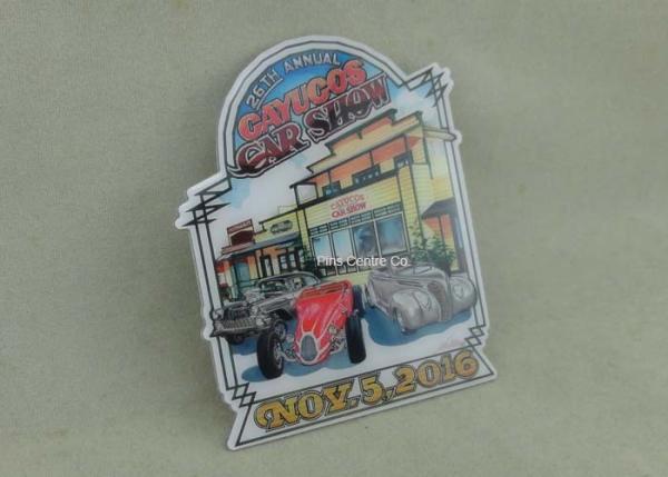 Brass Stamped Soft Magnet Fridge Souvenir Badge , Customized Metal Car Emblem