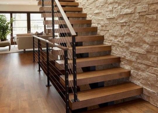 Timber Wooden Modern Glass Staircase Railing Wire Banister Indoor Decoration