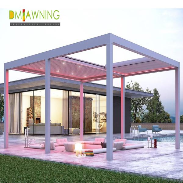 Системы солнцезащитных крыш, оттягивающиеся, с алюминиевым лезвием, моторизованная пергола