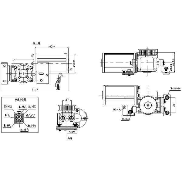 Round Sliding Glass Electric Door Motor Heavy Duty 24V DC Brush less 75W