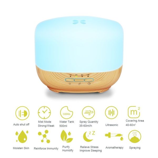500ml Aroma Essential Oil Diffuser 5 in 1 Ultrasonic Aromatherapy Fragrance Oil Humidifier Diffusers for Home Large Room