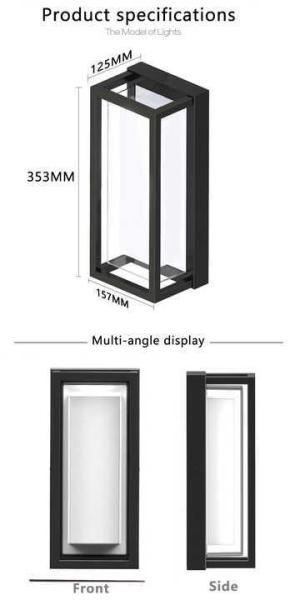 IP65 Modern Lantern Lamp 12 Inch Balcony Decor Garden Wall Lamp