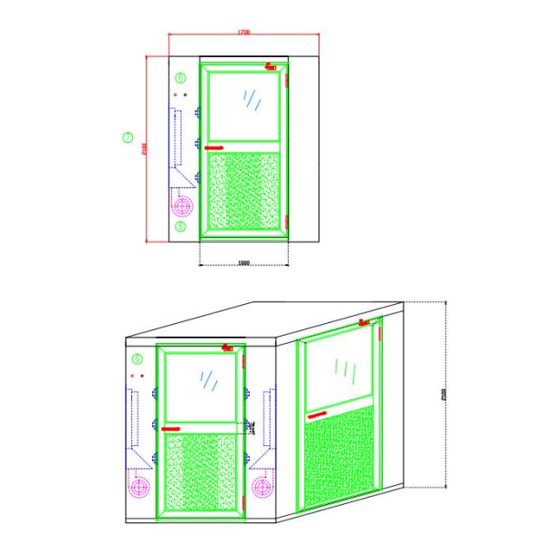 Duchas de aire blancas del sitio limpio para tres personas, W1700xD1500xH2100mm