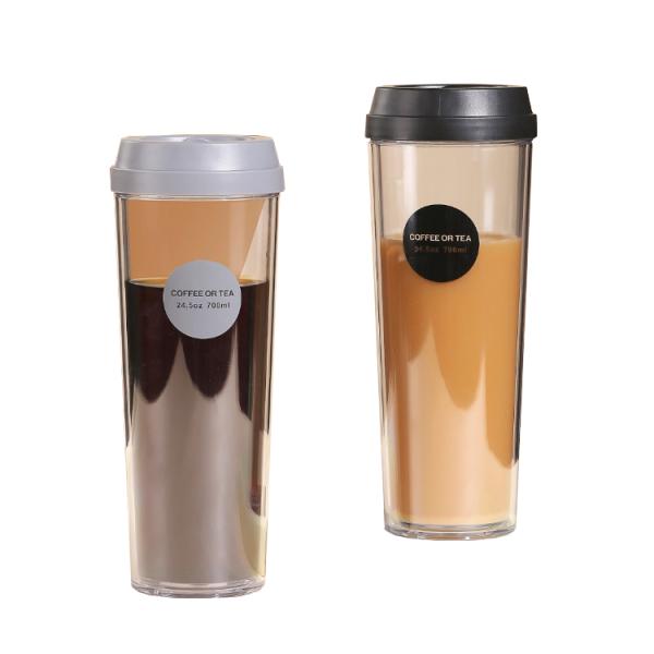 Camping Essential Reusable Double Wall Tumbler Plastic Tea Cup 320ml 420ml 520ml 700ml