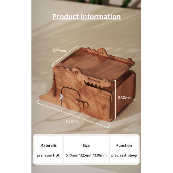 Pet House for Cats Crocodile Wooden Cat House Indoors Cat Bed House 57*32.5*33cm