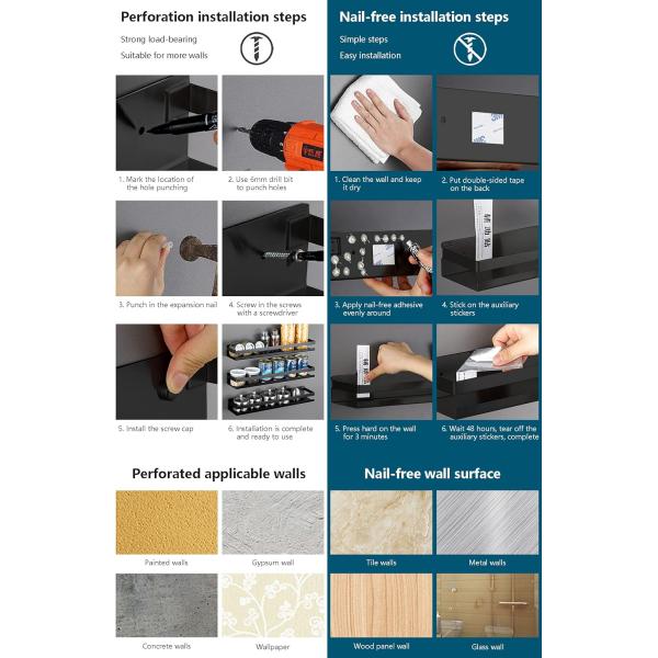 Стенная полка Металлические стенные полки Стенный организатор для хранения бутылок черных специй