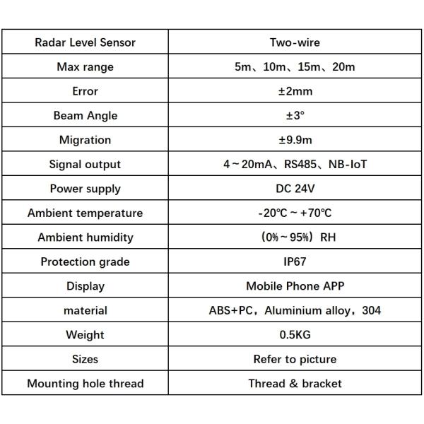 80GHz radar Level Sensor High Precision Intelligent Frequency Modulation LCD Display radar Level Gauge