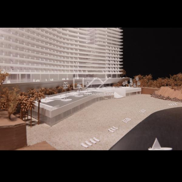 Maquette architecturale en bois de l'Hôtel Monte-Carlo au 1:100
