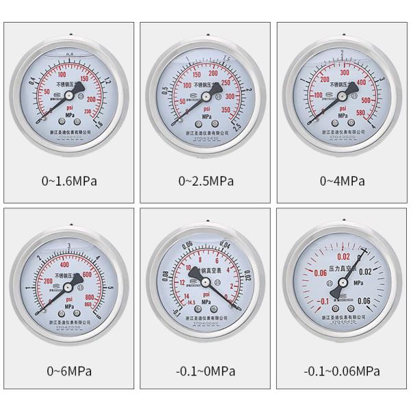 60mm Nominal Diameter Natural Gas Pressure Gauge with Complete Stainless Steel Design