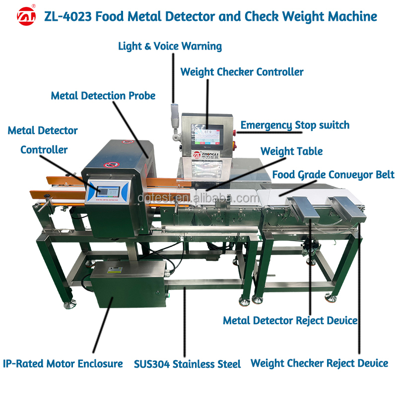 Combination System Type Food Metal Detector and Check Weight Machine