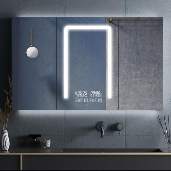 Anti Fog Lighted Bathroom Mirror Cabinet Aluminum Mirror Cabinet With Lights