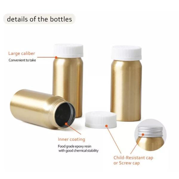 завинчивой пробки CRC золота 120ml бутылка планшета естественной серебряной алюминиевая