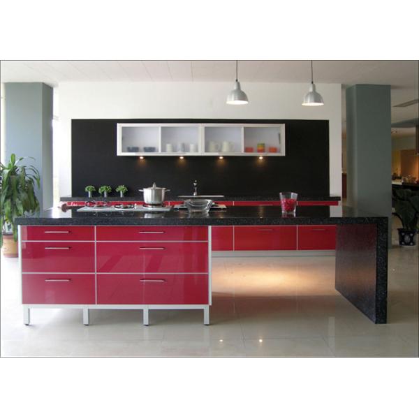Rose Red MDF Modern Kitchen Cabinet Doors Flat Panel Sizes Customized