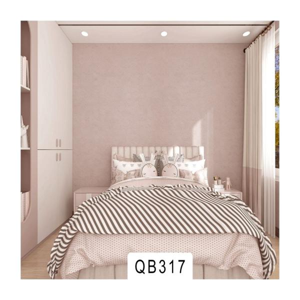 Smoke Proof Pink Fabric Wall Paper For Girls Peel Off Stick Textured Fabric Wallpaper