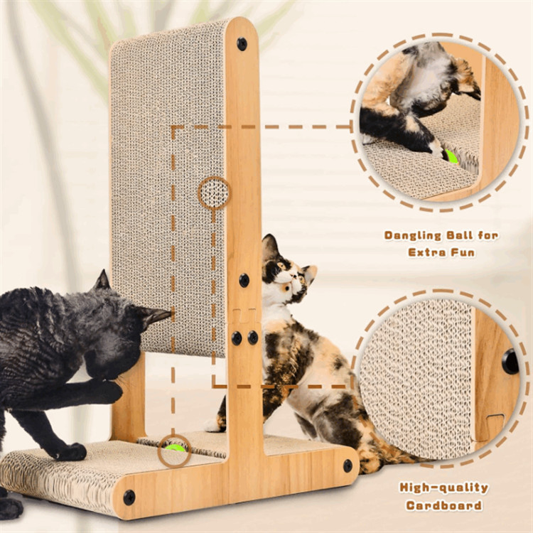 Wooden Double Sided Cat Scratch Furniture Indoor Wooden Cat Scratching Cardboard