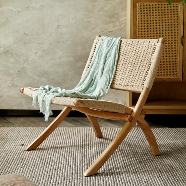 Living Room Woven Rattan Chair Solid Wood Folding Rattan Dining with Latest Design Outdoor Furniture