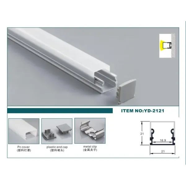 Three Sides Lighting Surface Mounted LED Profile 21*21mm with 6063 T5 Aluminum Alloy for Heat Sink and Decoration