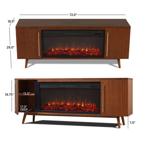 Electric Fireplace TV Stand with Adjustable Thermostat and NO App-Controlled by AJUNION