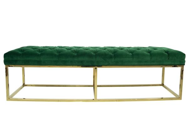 HOT sale modern classic green velvet fabric tufted upholstery bench stainless steel frame ottoman for wedding event