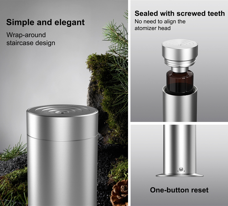 Desktop Aroma Diffuser Machine with 360° Without Oil Leakage Bluetooth Control and Aluminum Alloy Material