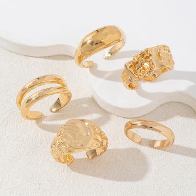 Fashion Finger Rings Gold Plated Open Ring Set For Women Men