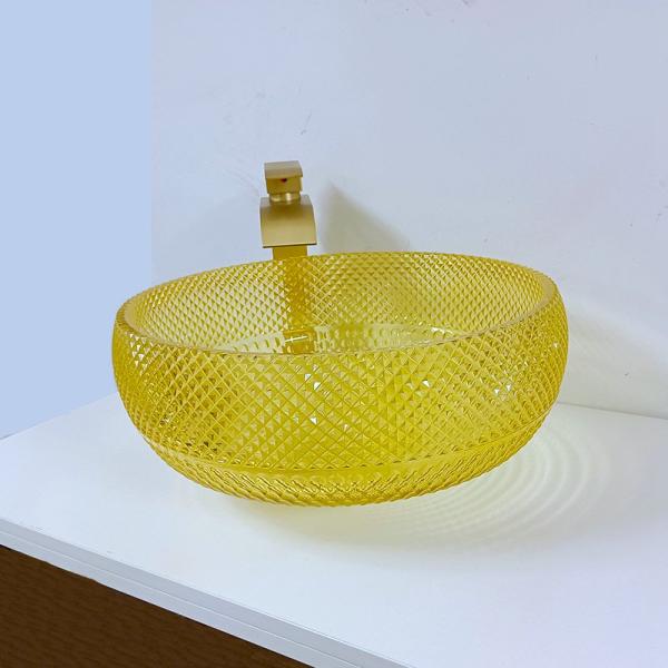 Шар раковины Bathroom 17,7 дюймов желтый вводит 180mm в моду 12mm круглое Кристл