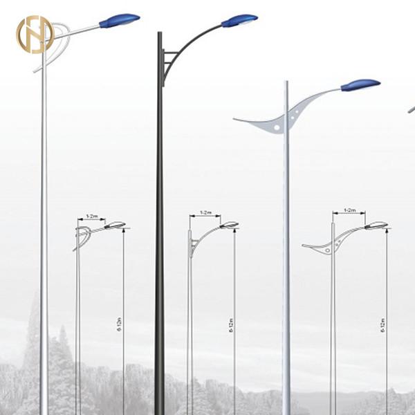 Double Arm Hot Rolled Steel Lighting Pole Wind Resistant ISO 9001 Certified