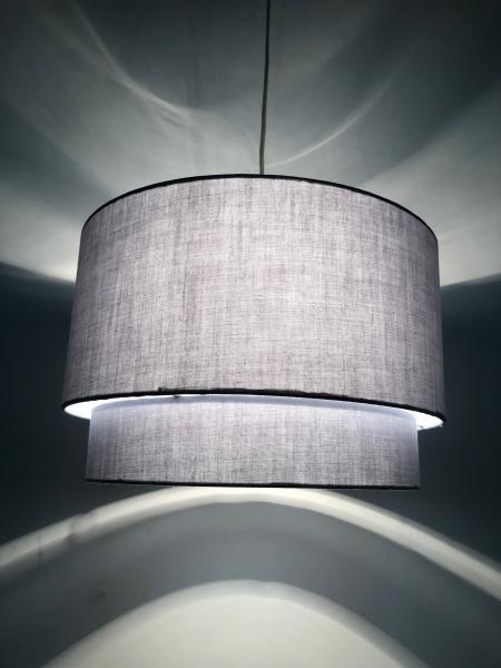TC 3 Layer Hardback Lamp Shade Gray Linen Collapsible for Ceiling