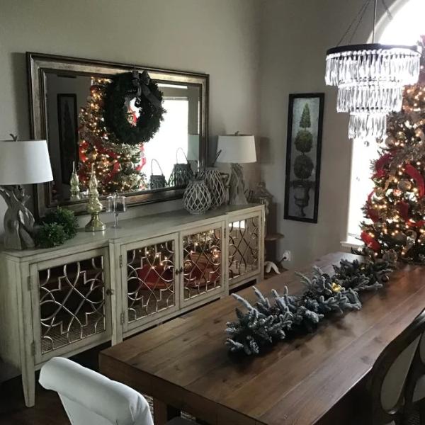 Black Mirror Credenza Cabinet Sideboard Organizer Set For Living Room TV