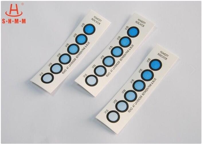 DMF Free Moisture Indicator Paper Six Dots , Humidity Card Indicator Blue To Pink