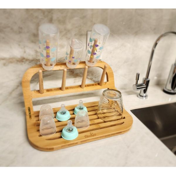 Classification Travel-Friendly Bamboo Baby Bottle Drying Rack with Brush and Dryer