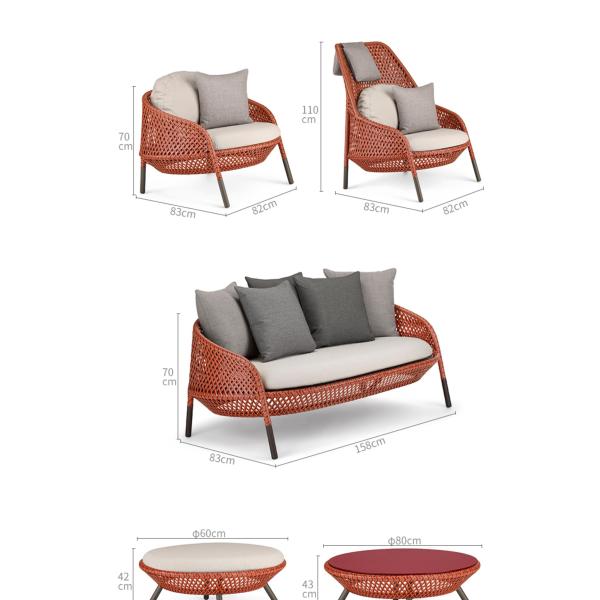 Outdoor Light Luxury PE Rattan Sofa Table Set Patio Waterproof Aluminum Furniture