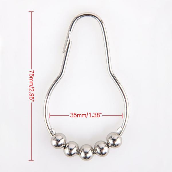 12 Sets Shower Curtain Rings Stainless Steel Rustproof Metal Hooks For Bathroom