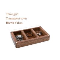 Três ranhuras Black Walnut Jewelry Box Organizer Para Anéis de Casamento Colarinho Brilho