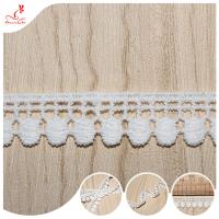 Cinta de adornos de encaje de poliéster blanco de ganchillo sostenible 1,3 cm para falda de vestido de niña