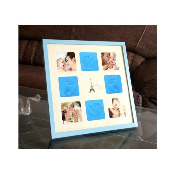 Blue Handprints Picture Newborn Baby Photo Frame For Birthday Gifts