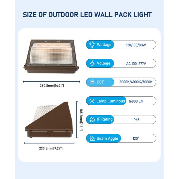 7500lm 90 градусов 60W -150W Led Wall Pack Light Photcell Sensor Dusk To Dawn Ra70