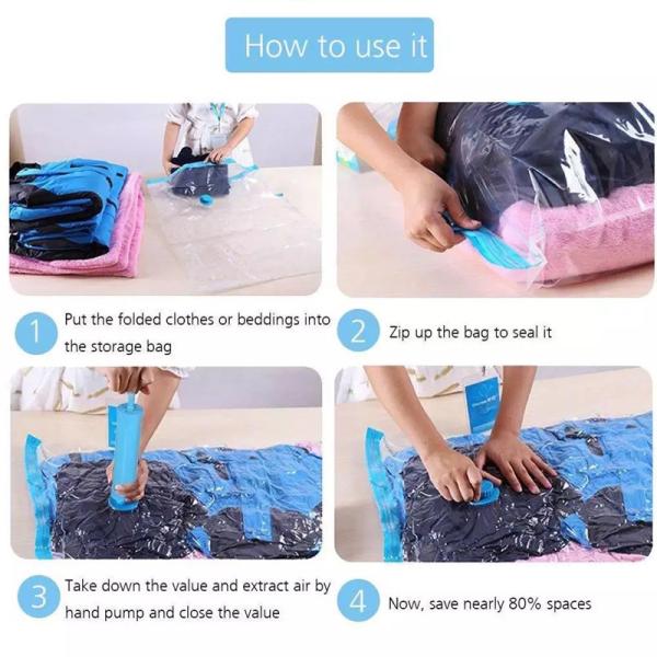 Голубые сумки хранения всасывания вакуума перемещения 80cmx100cm