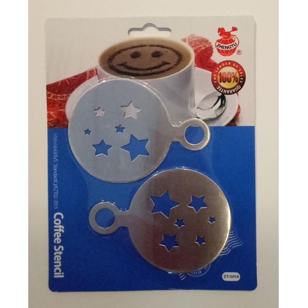 FB151165 stainless steel 430 customized design coffee stencil metal silver color