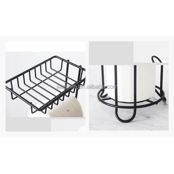 NEW Modern Metal Detachable Standing Black Living Room Paper Towel Holder Basket Bathroom Organization Tissue Rack Storage Shelf