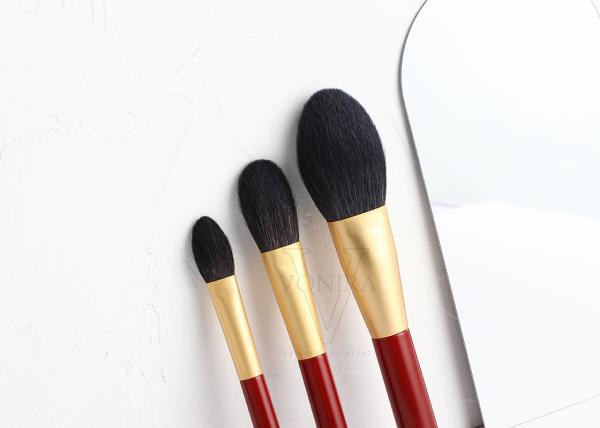 Grupo de escovas essencial da composição 7pcs de Vonira com a virola natural do ouro do cabelo da cabra