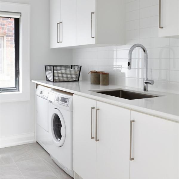 Multifunction Matte White Laundry Room Sink Cabinet Washing Machine Unit