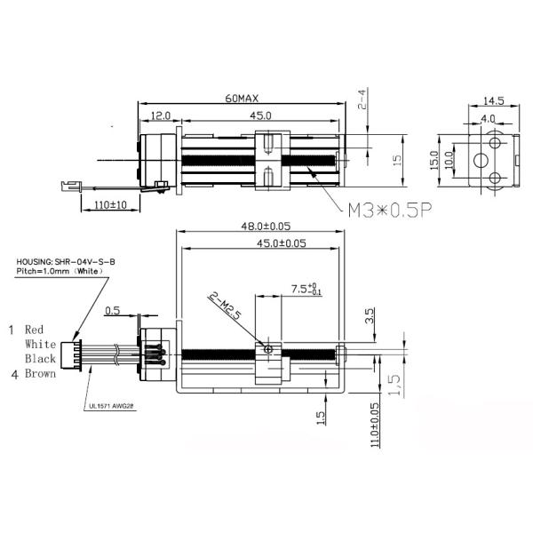 мотор 5VDC 15mm электрический Stepper с участком 2-2 угла degreeStep винта руководства 18 M3 слайдера двухполярным