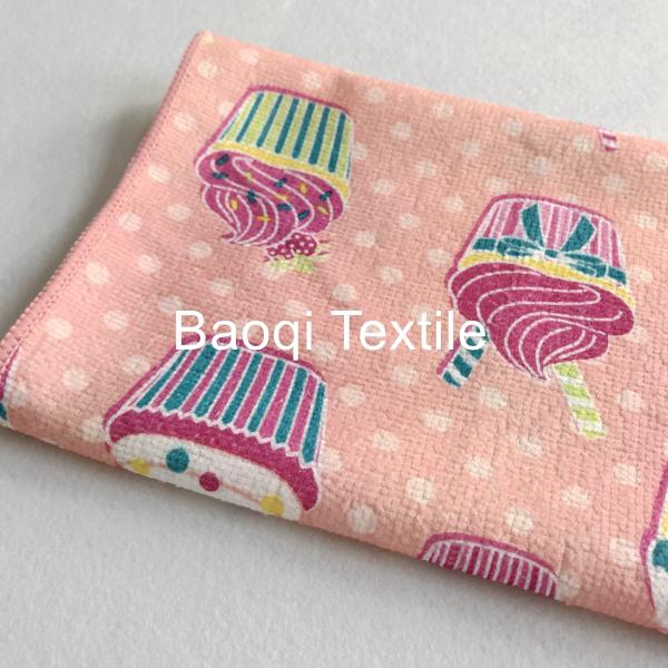 Chinese single side printed 100% poly kitchen wipes，,microfiber cake towels  kitchen cleaning rags size 40cm*60cm